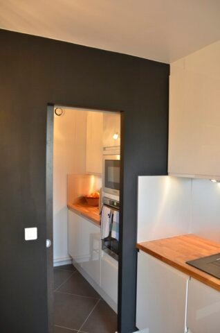 cuisine anthracite, bois et blanc, IKEA, architecte d'intérieur paris
