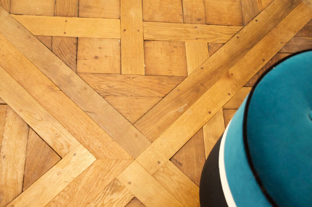Restored Versailles and Chantilly parquet flooring detail